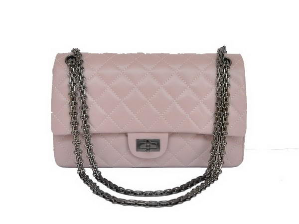 Best Newest 2012 Chanel A30226 Pink Calf Leather Classic Flap Bag Silver Replica